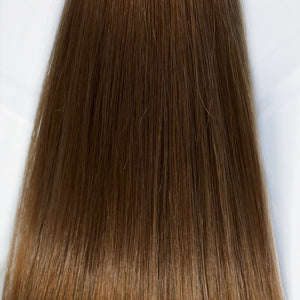 Behair professional Keratin Tip "Premium" 24" (60cm) Natural Straight Chestnut #6 - 25g (Micro - 0.5g each pcs) hair extensions