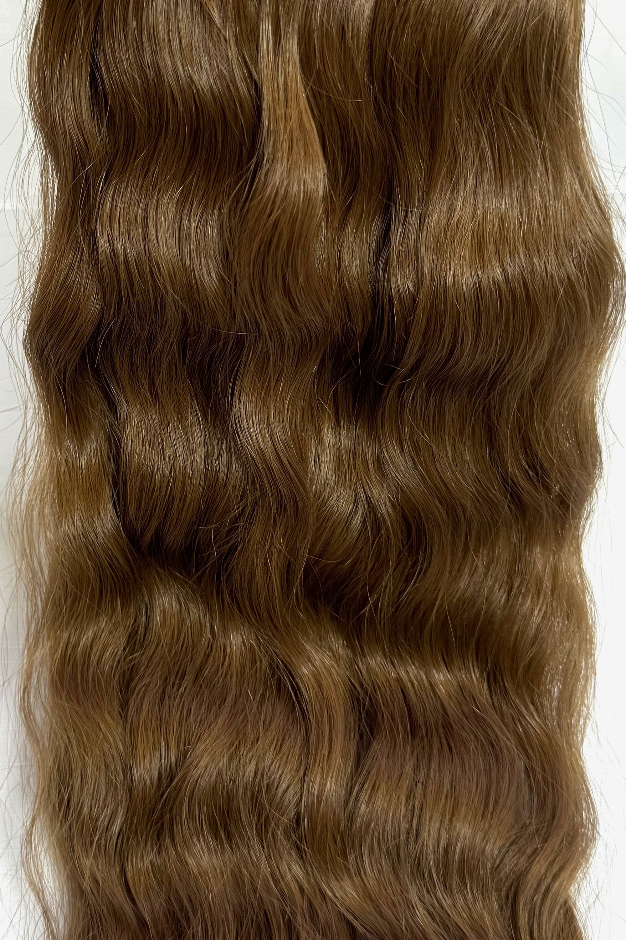 Behair professional Keratin Tip "Premium" 24" (60cm) Natural Wave Honey Walnut Brown #5 - 25g (Standard - 0.7g each pcs) hair extensions